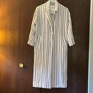 Monkl 3/4 sleeved linen appearance long jacket. Two button closure. Size XS